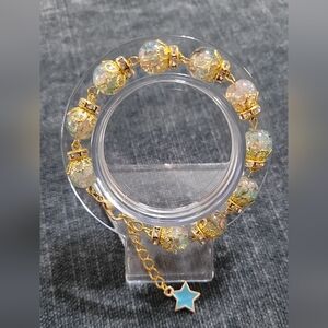Glass Glazed Beads Stunning Bracelet with star charm extender